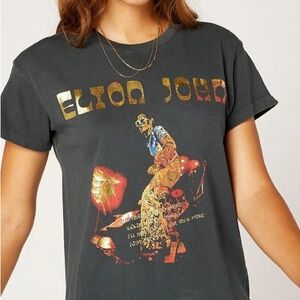 Daydreamer Charcoal Elton John Graphic Tee Large metallic Bennie and the Jets